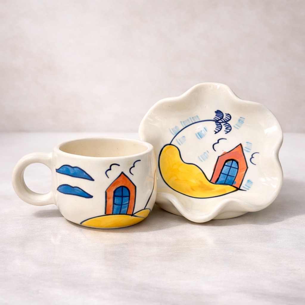 Cozy Sunday Wavy Cup & Saucer