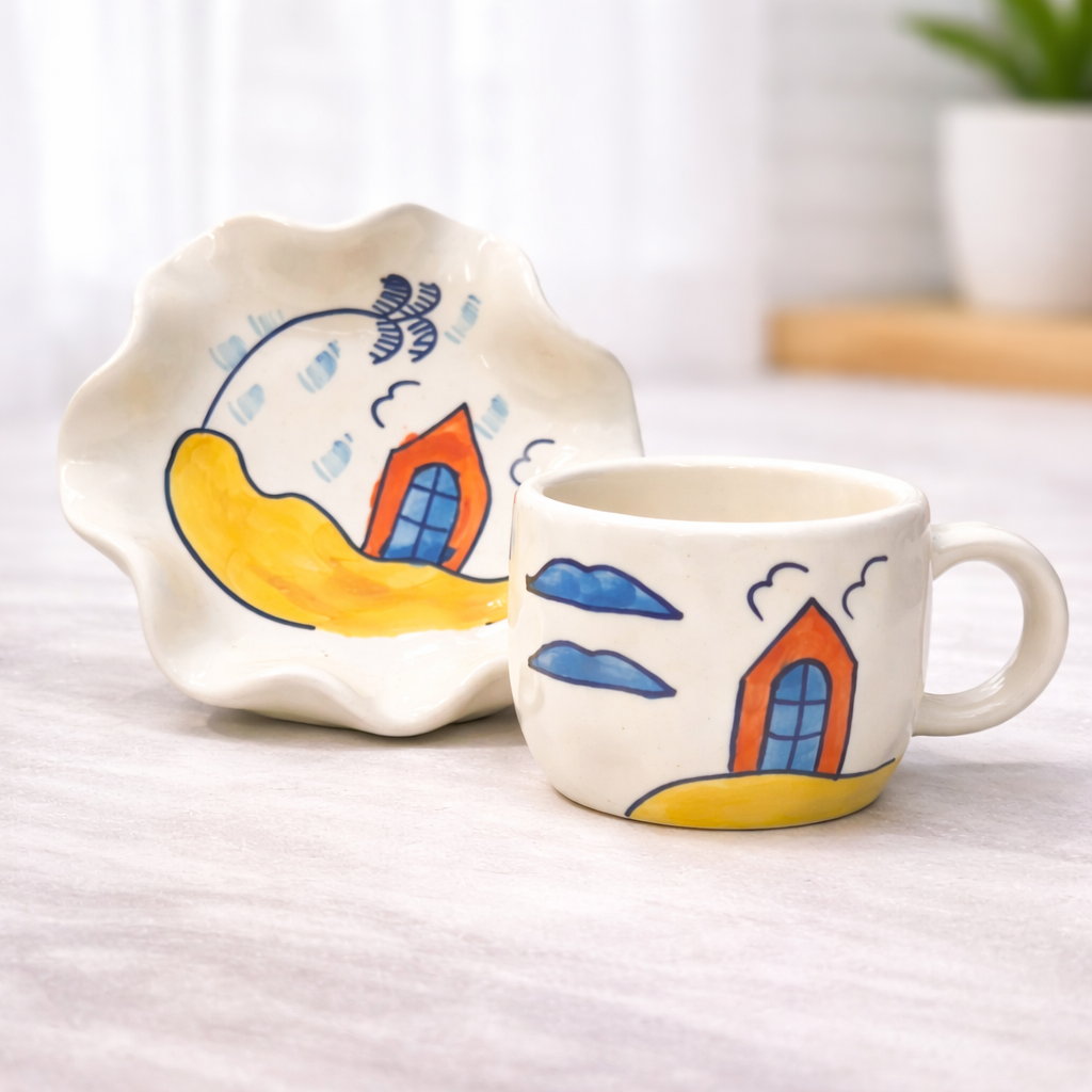 Cozy Sunday Wavy Cup & Saucer